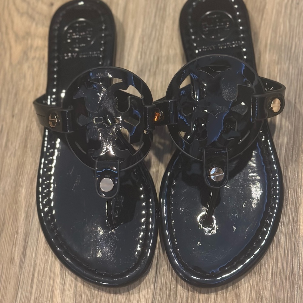 Tory Burch Black Patent Sandals